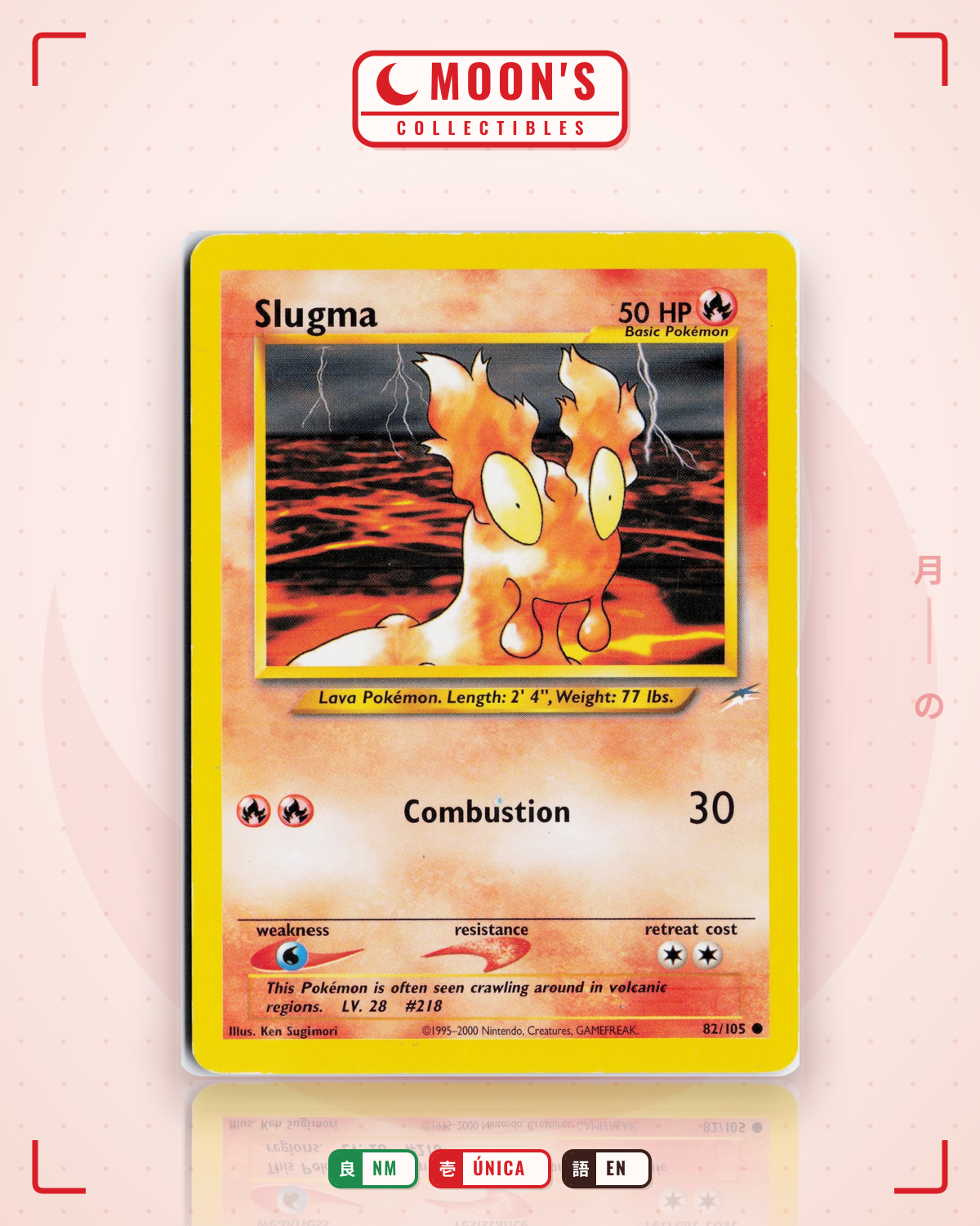 Carta Pokémon Slugma · Neo Destiny #82/105 (NM) — pieza única en Moon's Collectibles México