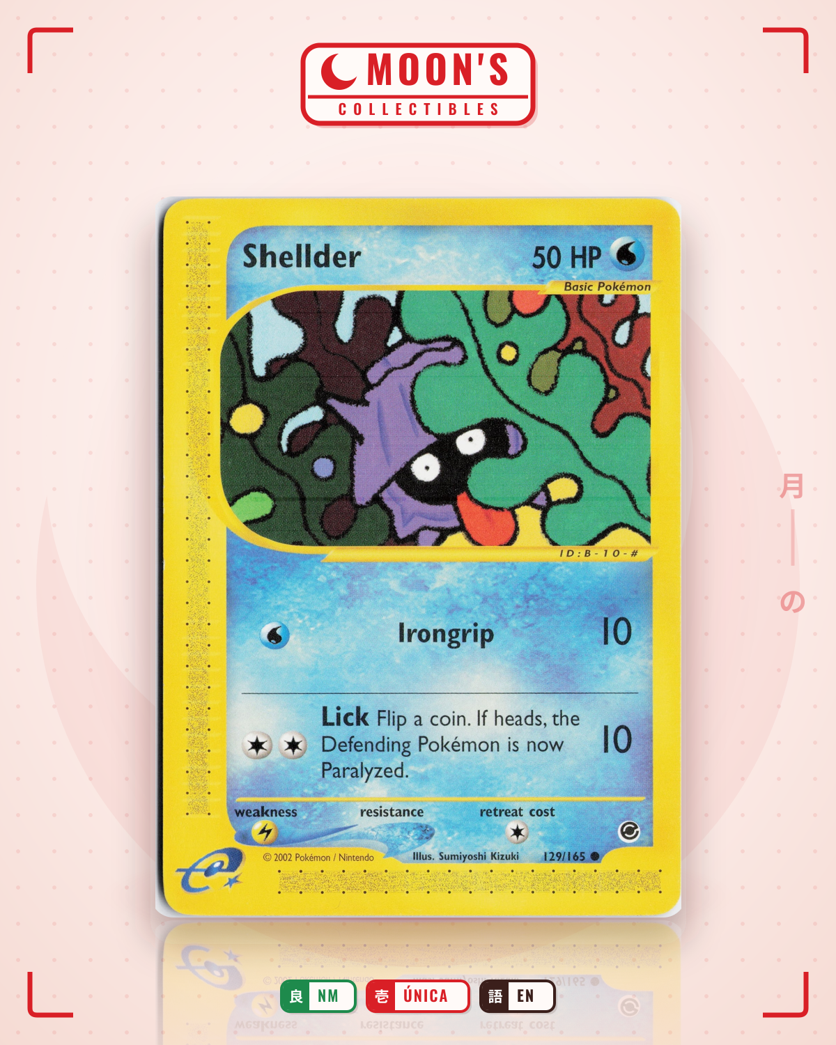 Carta Pokémon Shellder · Expedition Base Set #129/165 (NM) — pieza única en Moon's Collectibles México