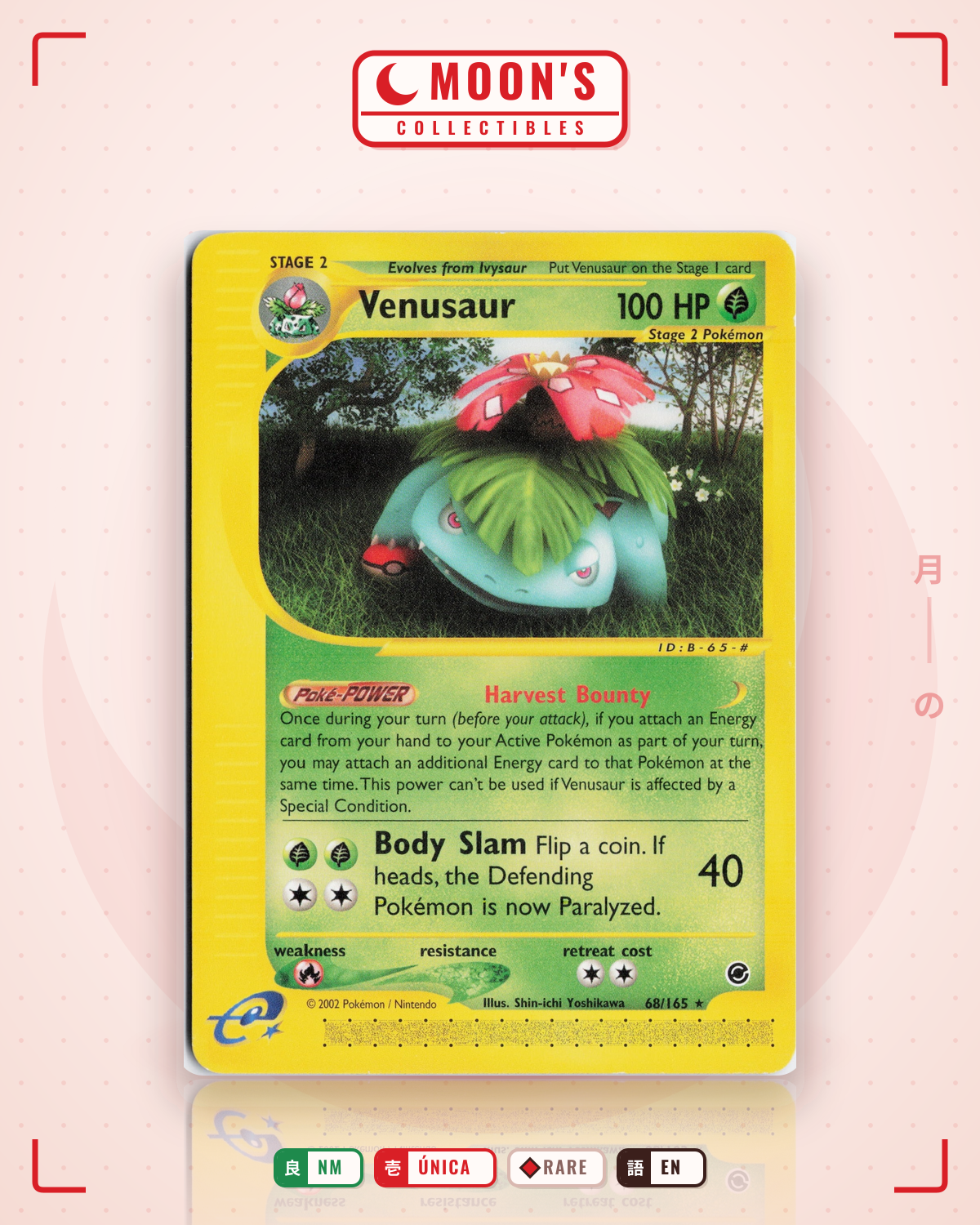Carta Pokémon Venusaur · Expedition Base Set #68/165 (NM) — pieza única en Moon's Collectibles México