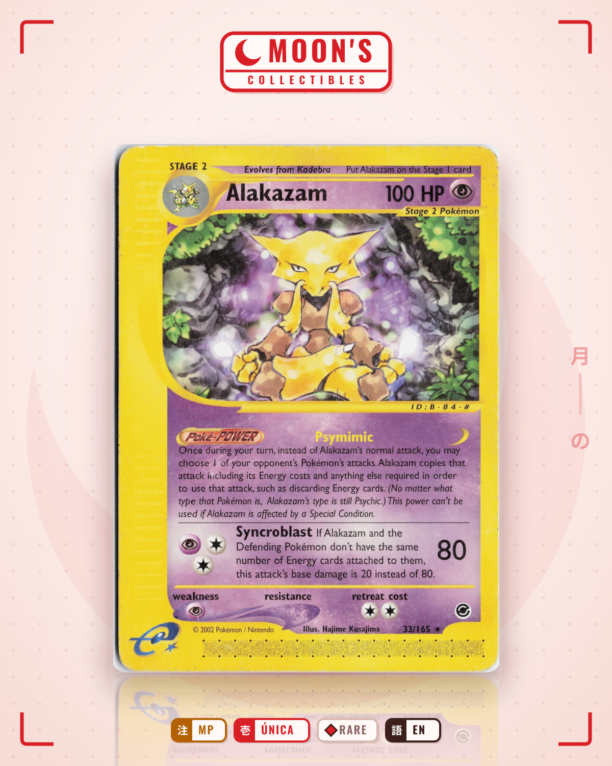 Carta Pokémon Alakazam · Expedition Base Set #33/165 (MP) — pieza única en Moon's Collectibles México