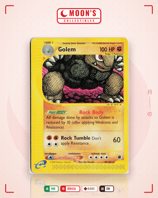 Carta Pokémon Golem · Expedition Base Set #49/165 (NM) — pieza única en Moon's Collectibles México
