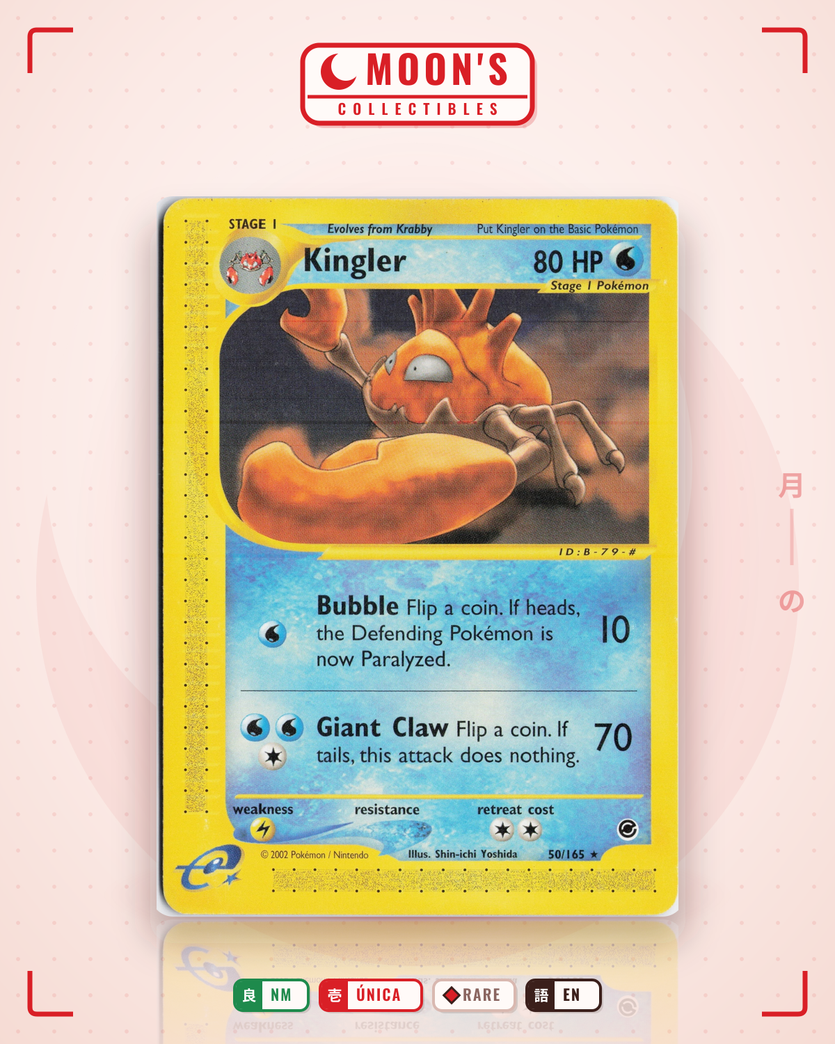 Carta Pokémon Kingler · Expedition Base Set #50/165 (NM) — pieza única en Moon's Collectibles México