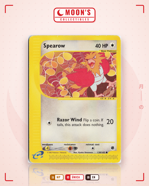 Carta Pokémon Spearow · Expedition Base Set #130/165 (MP) — pieza única en Moon's Collectibles México