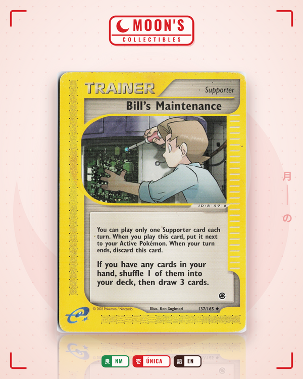 Carta Pokémon Bill's Maintenance · Expedition Base Set #137/165 (NM) — pieza única en Moon's Collectibles México