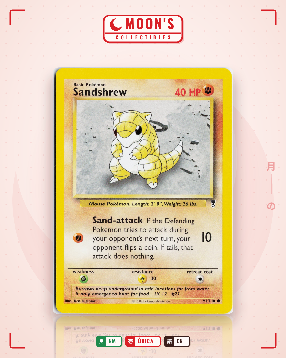Carta Pokémon Sandshrew · Legendary Collection #91/110 (NM) — pieza única en Moon's Collectibles México