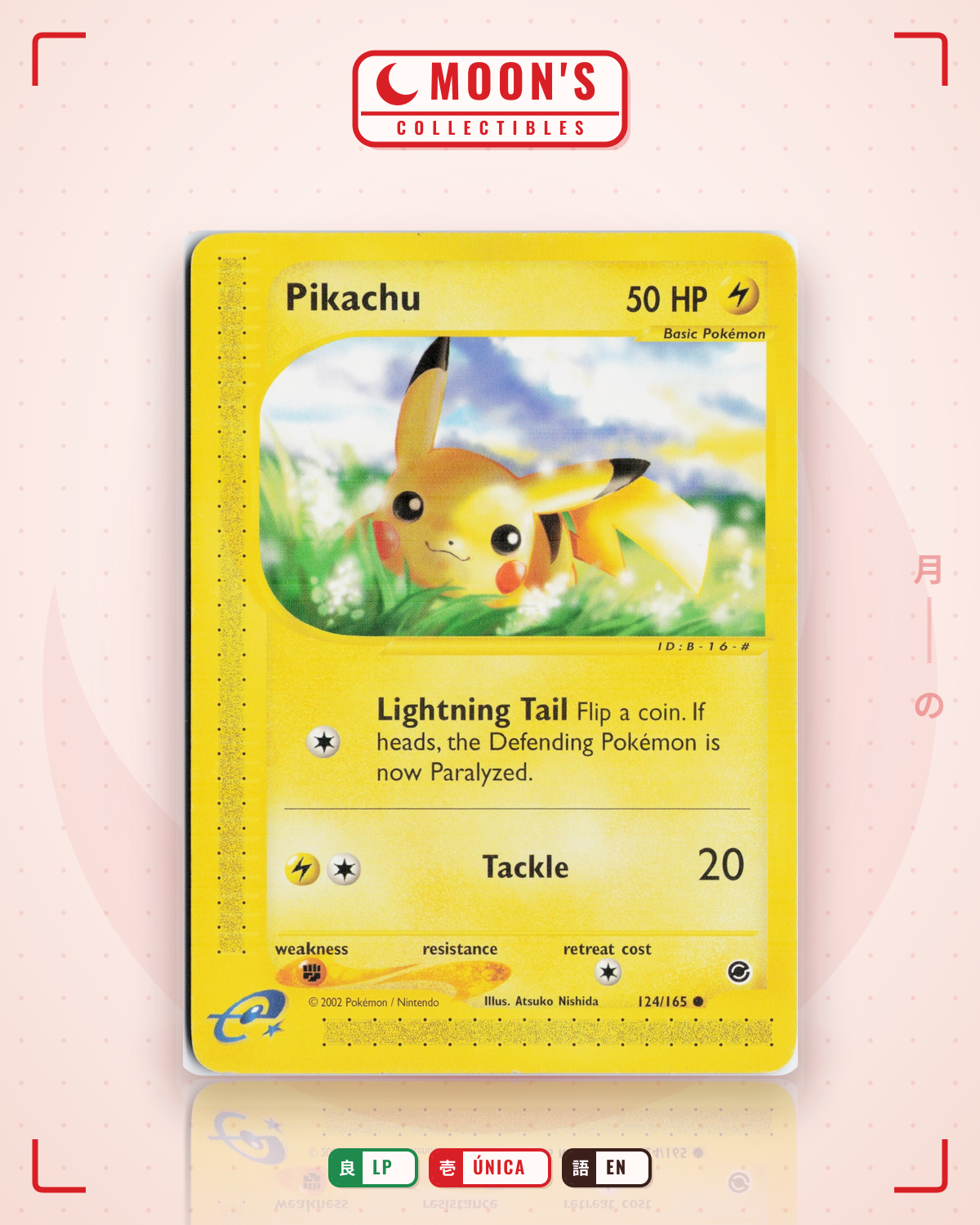 Carta Pokémon Pikachu · Expedition Base Set #124/165 (LP) — pieza única en Moon's Collectibles México