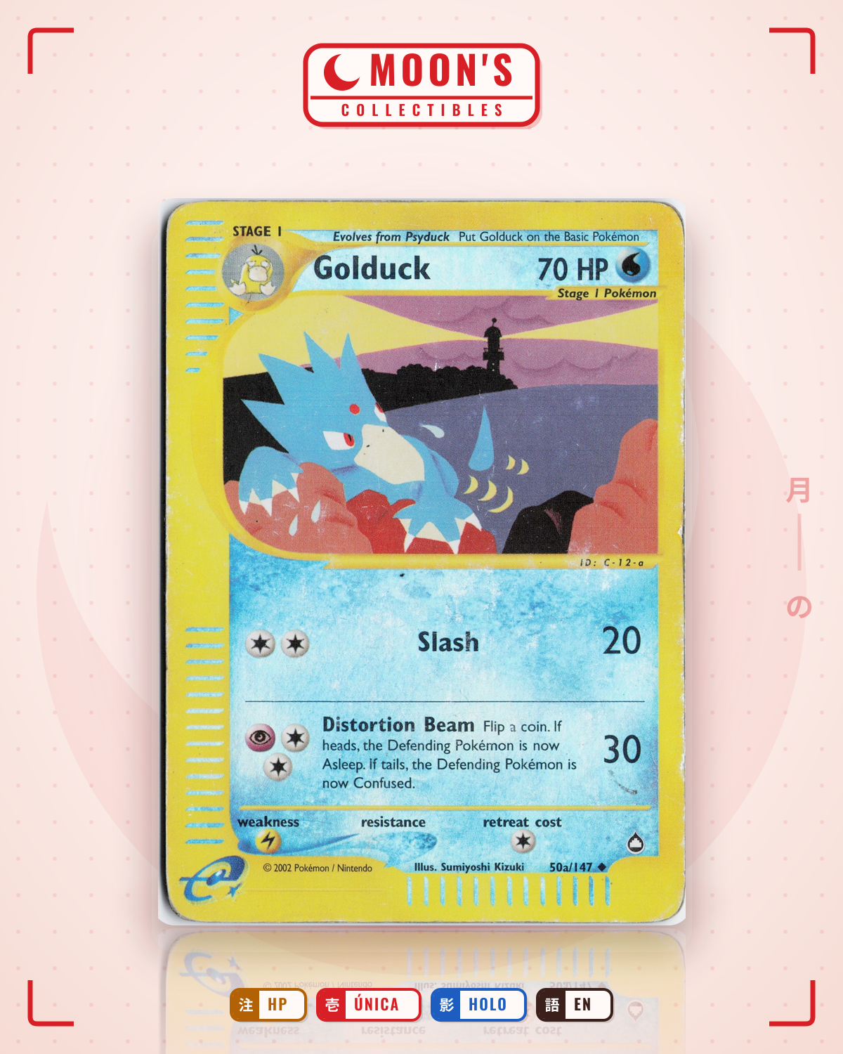 Carta Pokémon Golduck · Aquapolis #50/147 (HP) — pieza única en Moon's Collectibles México