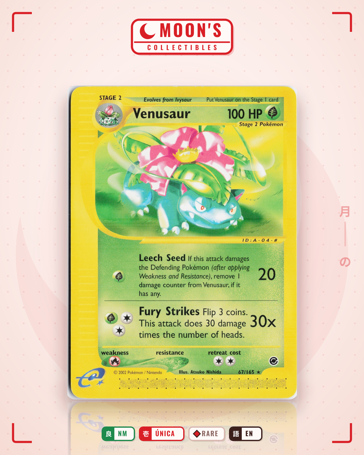 Carta Pokémon Venusaur · Expedition Base Set #67/165 (NM) — pieza única en Moon's Collectibles México