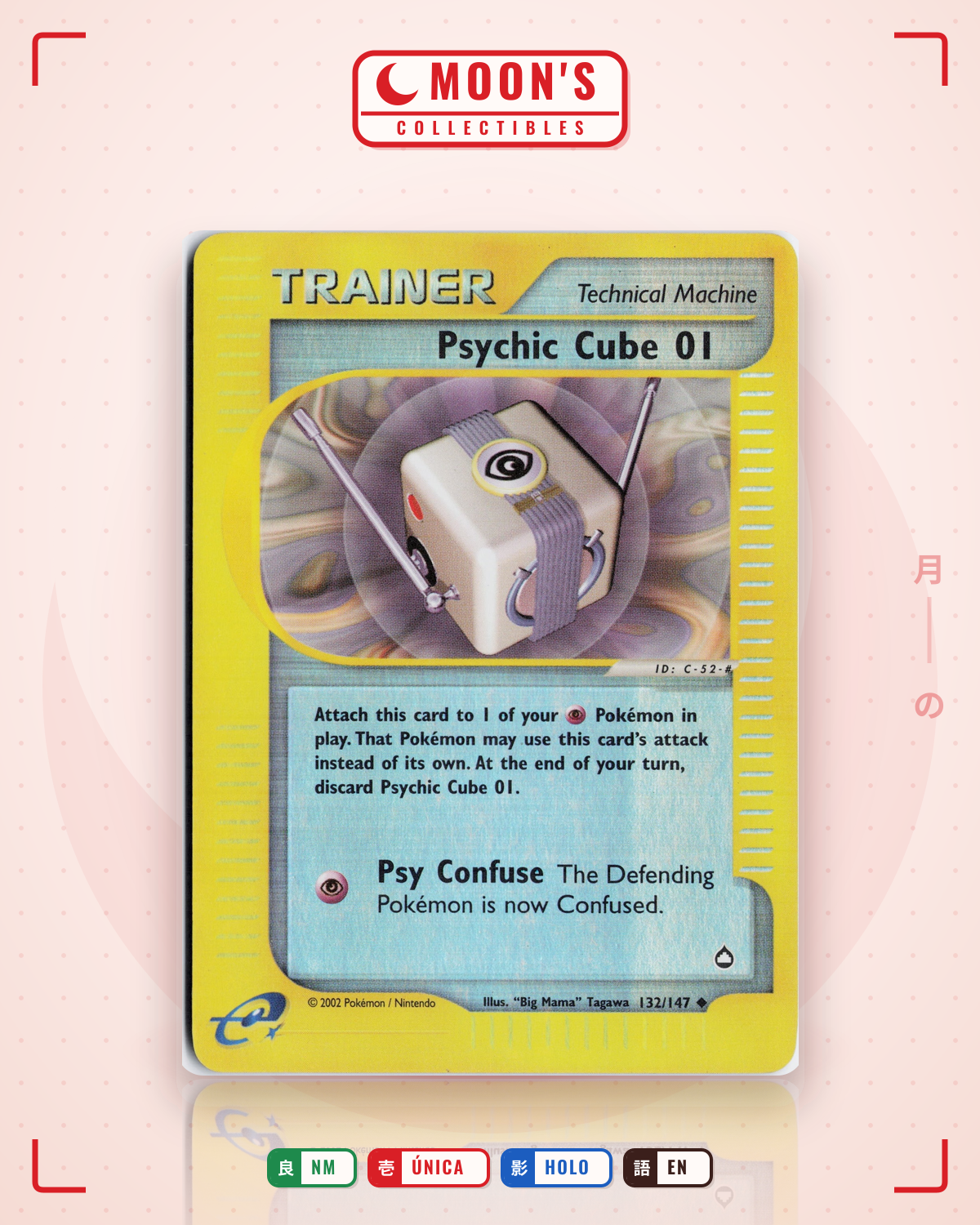 Carta Pokémon Psychic Cube 01 · Aquapolis #132/147 (NM) — pieza única en Moon's Collectibles México