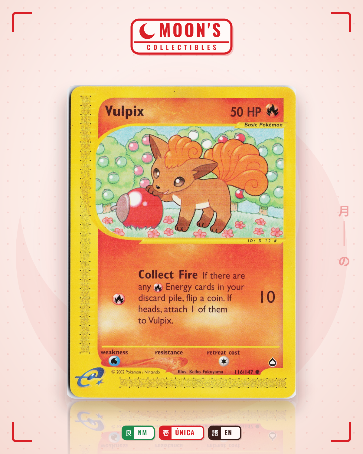 Carta Pokémon Vulpix · Aquapolis #116/147 (NM) — pieza única en Moon's Collectibles México