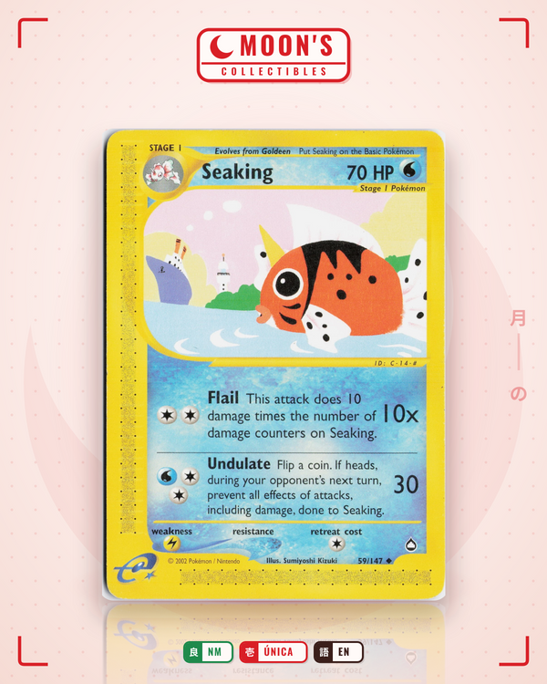 Carta Pokémon Seaking · Aquapolis #59/147 (NM) — pieza única en Moon's Collectibles México