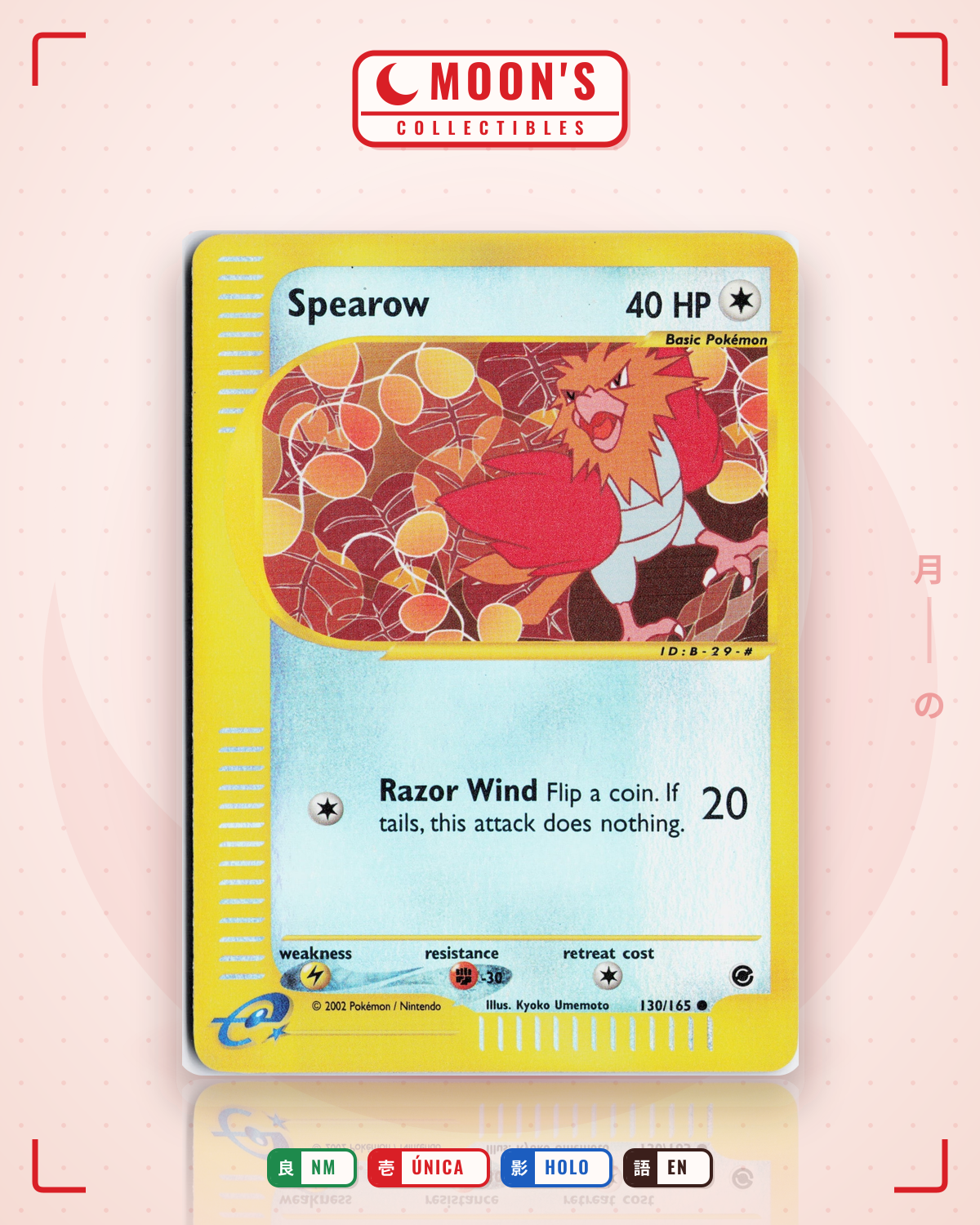 Carta Pokémon Spearow · Expedition Base Set #130/165 (NM) — pieza única en Moon's Collectibles México