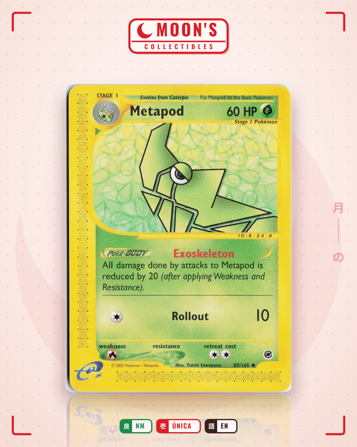 Carta Pokémon Metapod · Expedition Base Set #87/165 (NM) — pieza única en Moon's Collectibles México
