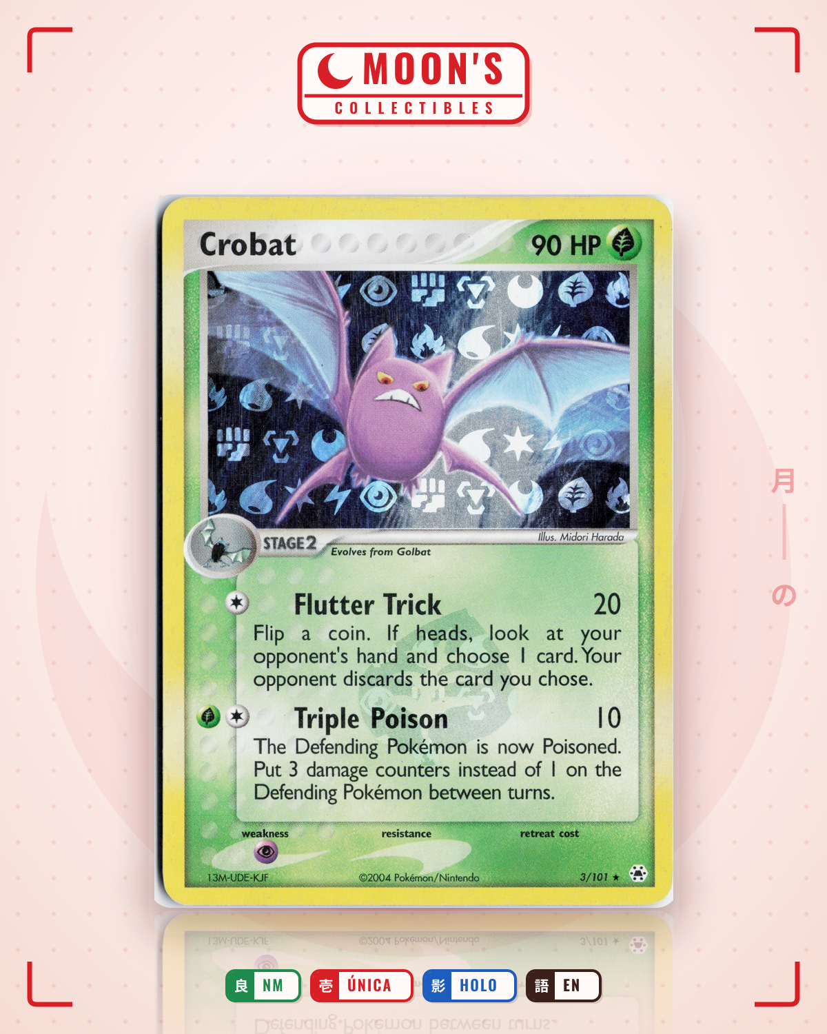 Carta Pokémon Crobat · Hidden Legends #3/101 (NM) — pieza única en Moon's Collectibles México