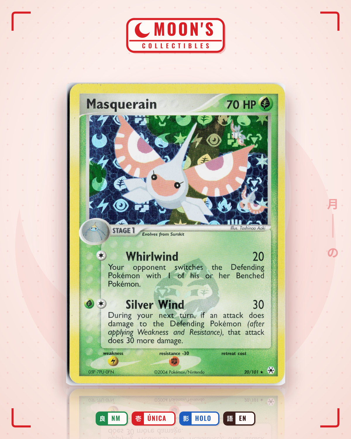 Carta Pokémon Masquerain · Hidden Legends #20/101 (NM) — pieza única en Moon's Collectibles México