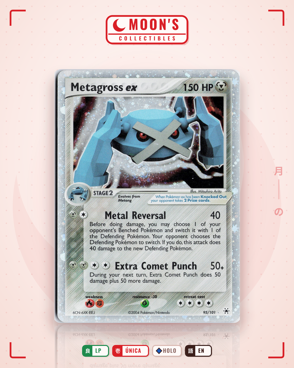 Carta Pokémon Metagross ex · Hidden Legends #95/101 (LP) — pieza única en Moon's Collectibles México
