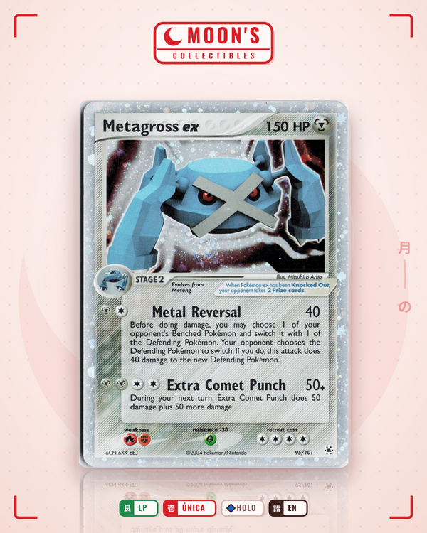 Carta Pokémon Metagross ex · Hidden Legends #95/101 (LP) — pieza única en Moon's Collectibles México