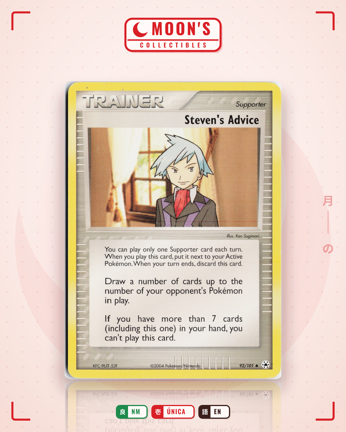 Carta Pokémon Steven's Advice · Hidden Legends #92/101 (NM) — pieza única en Moon's Collectibles México