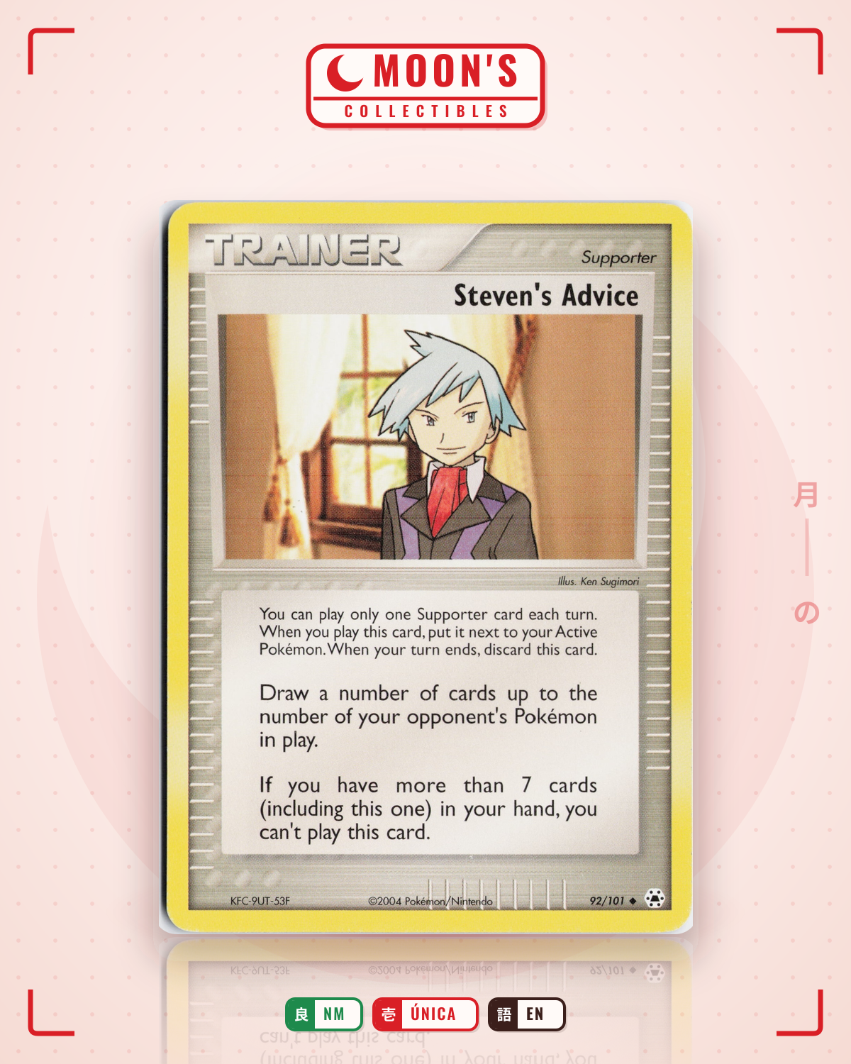 Carta Pokémon Steven's Advice · Hidden Legends #92/101 (NM) — pieza única en Moon's Collectibles México