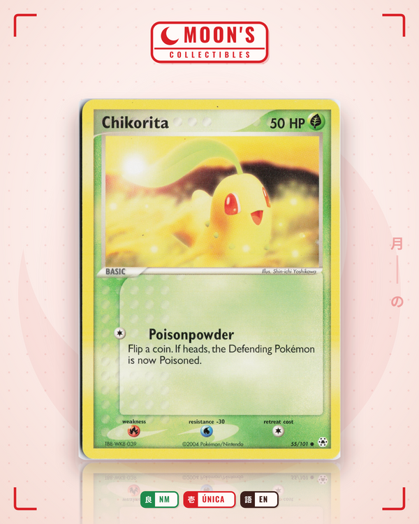 Carta Pokémon Chikorita · Hidden Legends #55/101 (NM) — pieza única en Moon's Collectibles México