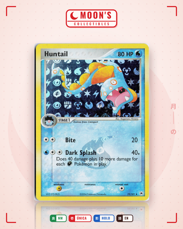 Carta Pokémon Huntail · Hidden Legends #19/101 (NM) — pieza única en Moon's Collectibles México