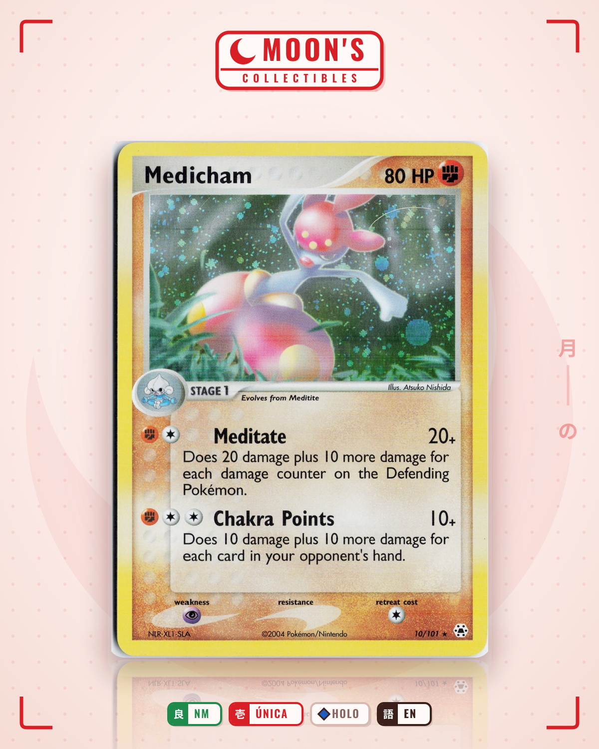 Carta Pokémon Medicham · Hidden Legends #10/101 (NM) — pieza única en Moon's Collectibles México