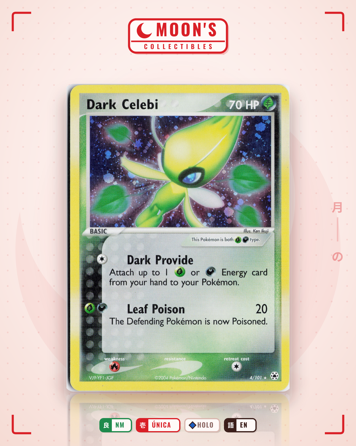 Carta Pokémon Dark Celebi · Hidden Legends #4/101 (NM) — pieza única en Moon's Collectibles México