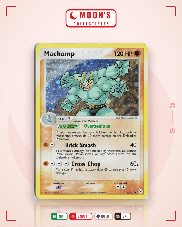 Carta Pokémon Machamp · Hidden Legends #9/101 (NM) — pieza única en Moon's Collectibles México