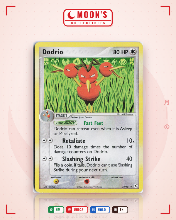 Carta Pokémon Dodrio · Hidden Legends #33/101 (NM) — pieza única en Moon's Collectibles México