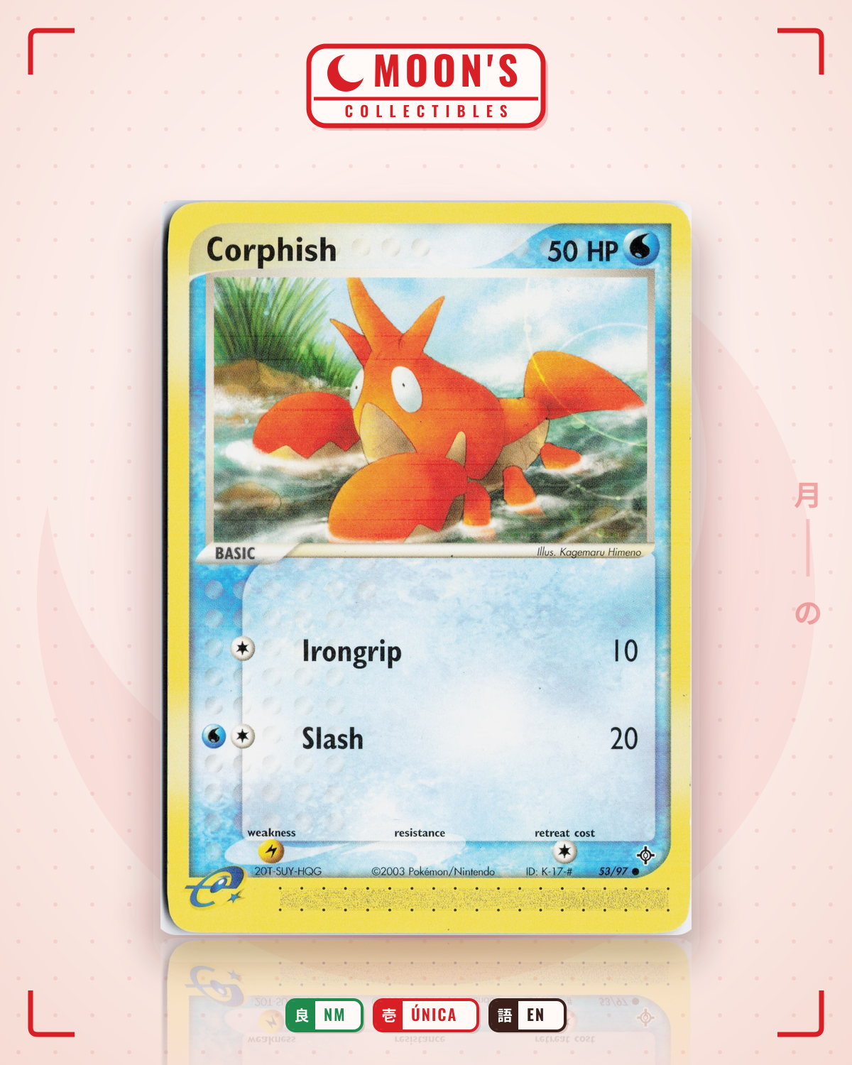 Carta Pokémon Corphish · Dragon #53/97 (NM) — pieza única en Moon's Collectibles México