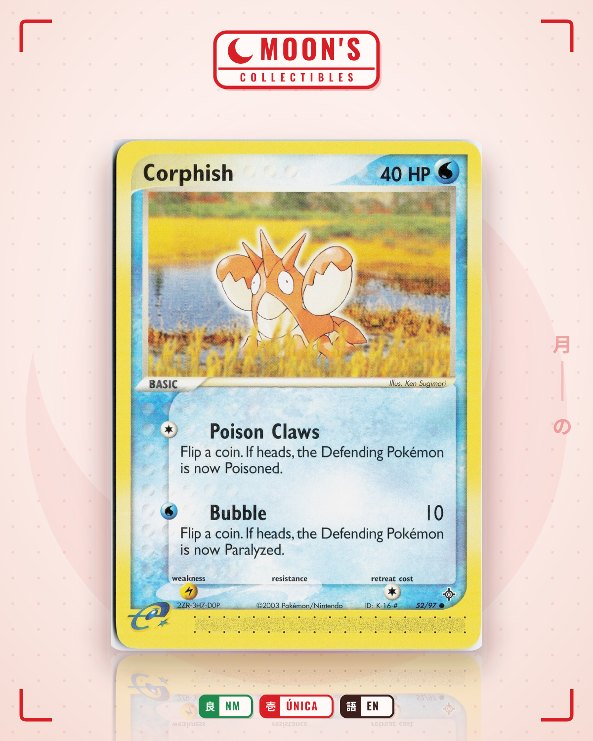 Carta Pokémon Corphish · Dragon #52/97 (NM) — pieza única en Moon's Collectibles México