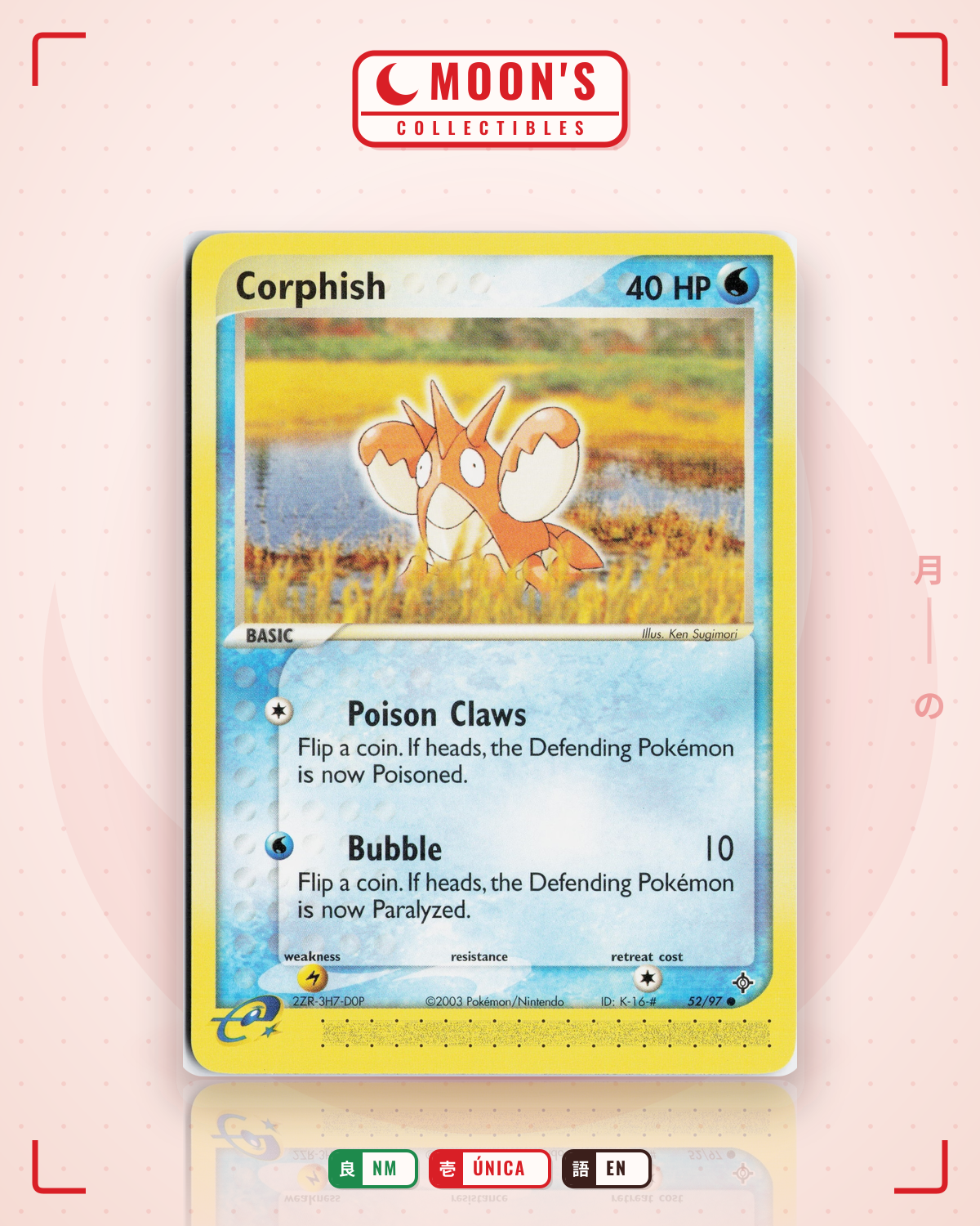 Carta Pokémon Corphish · Dragon #52/97 (NM) — pieza única en Moon's Collectibles México