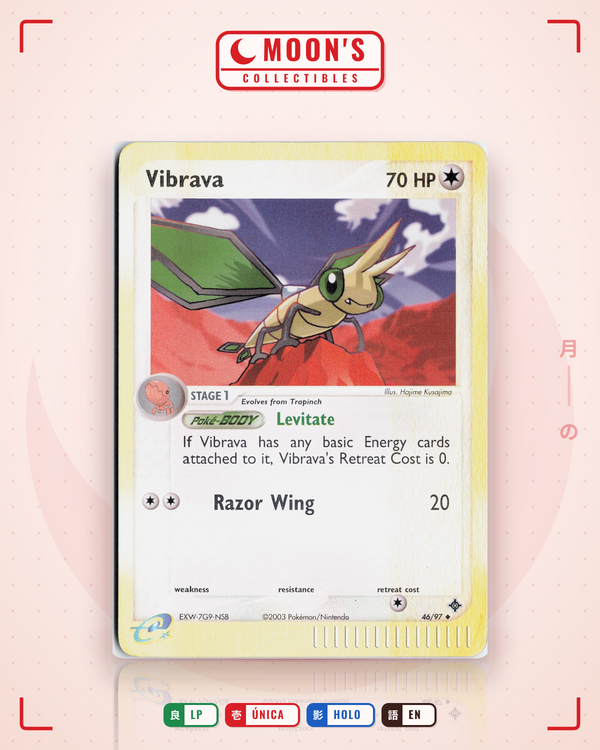 Carta Pokémon Vibrava · Dragon #46/97 (LP) — pieza única en Moon's Collectibles México