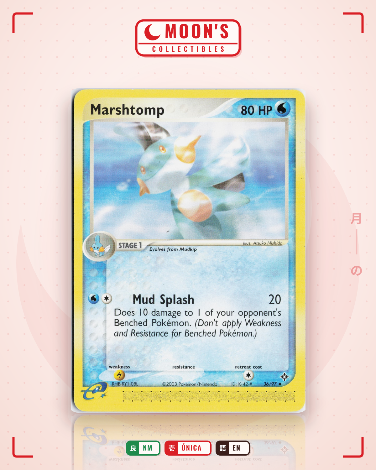 Carta Pokémon Marshtomp · Dragon #36/97 (NM) — pieza única en Moon's Collectibles México
