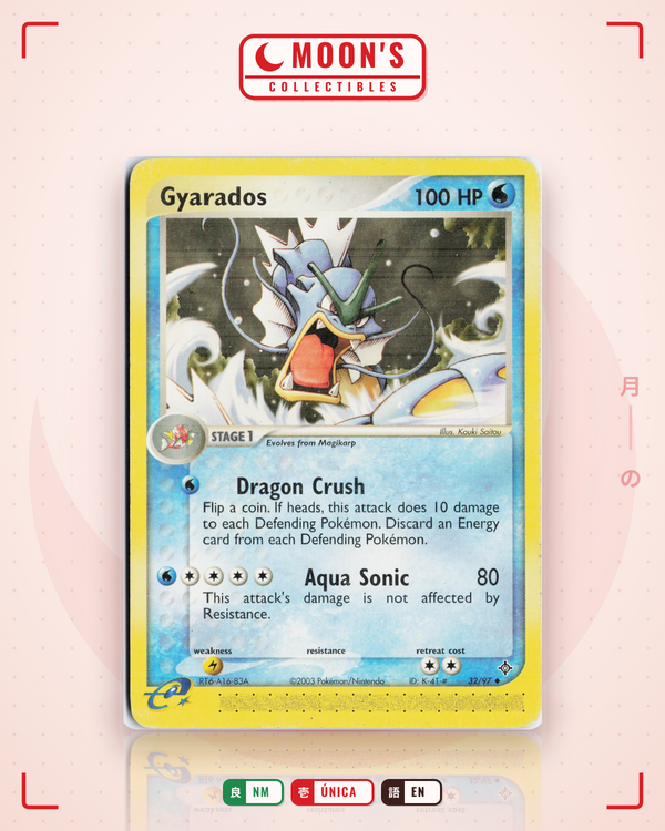 Carta Pokémon Gyarados · Dragon #32/97 (NM) — pieza única en Moon's Collectibles México