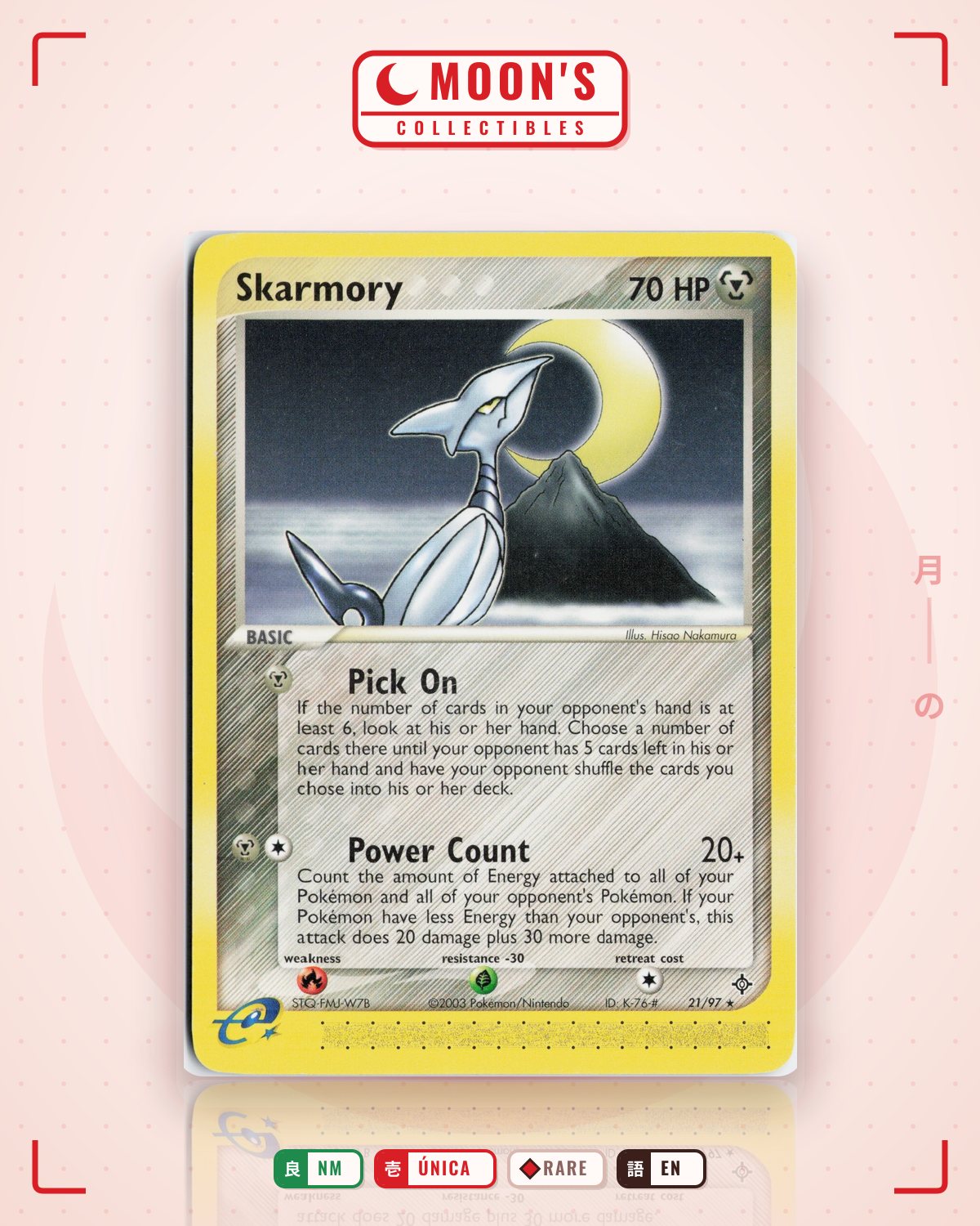 Carta Pokémon Skarmory · Dragon #21/97 (NM) — pieza única en Moon's Collectibles México