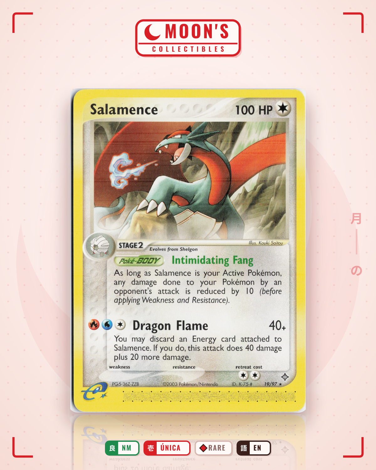 Carta Pokémon Salamence · Dragon #19/97 (NM) — pieza única en Moon's Collectibles México