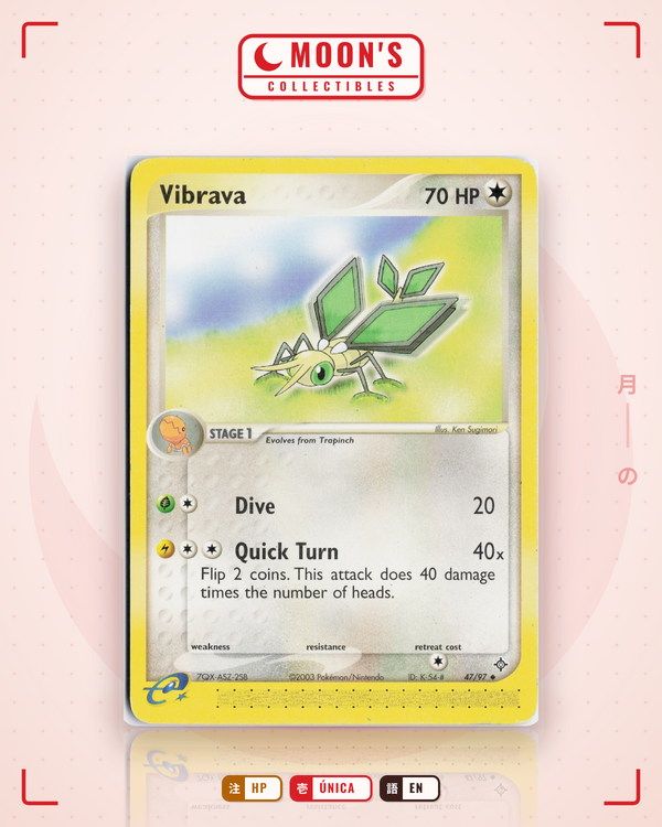 Carta Pokémon Vibrava · Dragon #47/97 (HP) — pieza única en Moon's Collectibles México