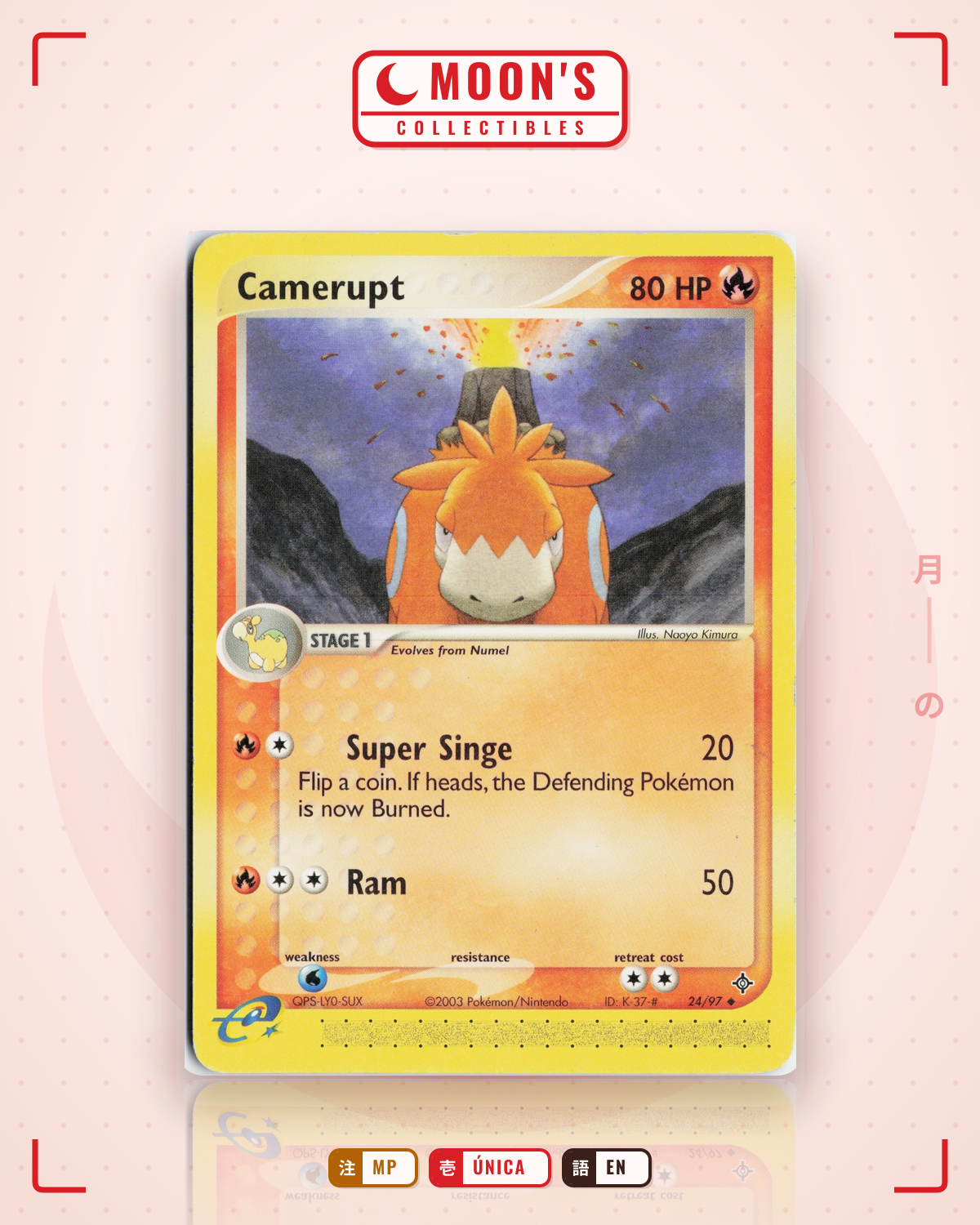 Carta Pokémon Camerupt · Dragon #24/97 (MP) — pieza única en Moon's Collectibles México