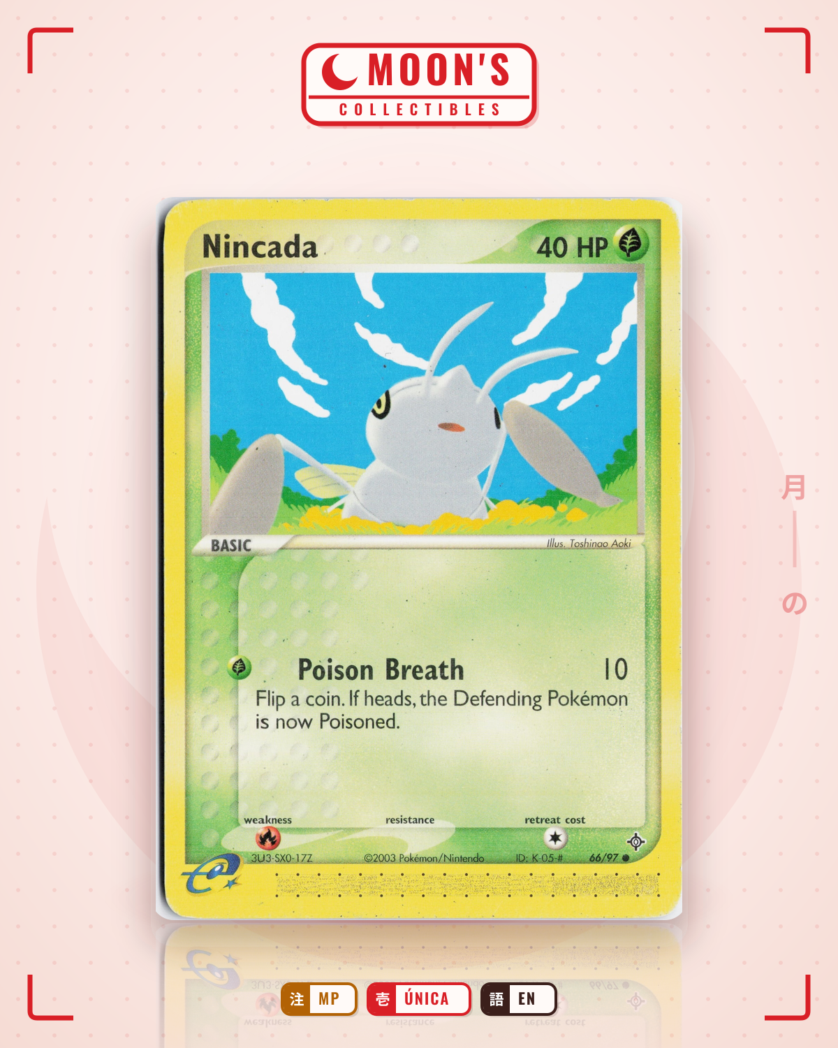 Carta Pokémon Nincada · Dragon #66/97 (MP) — pieza única en Moon's Collectibles México