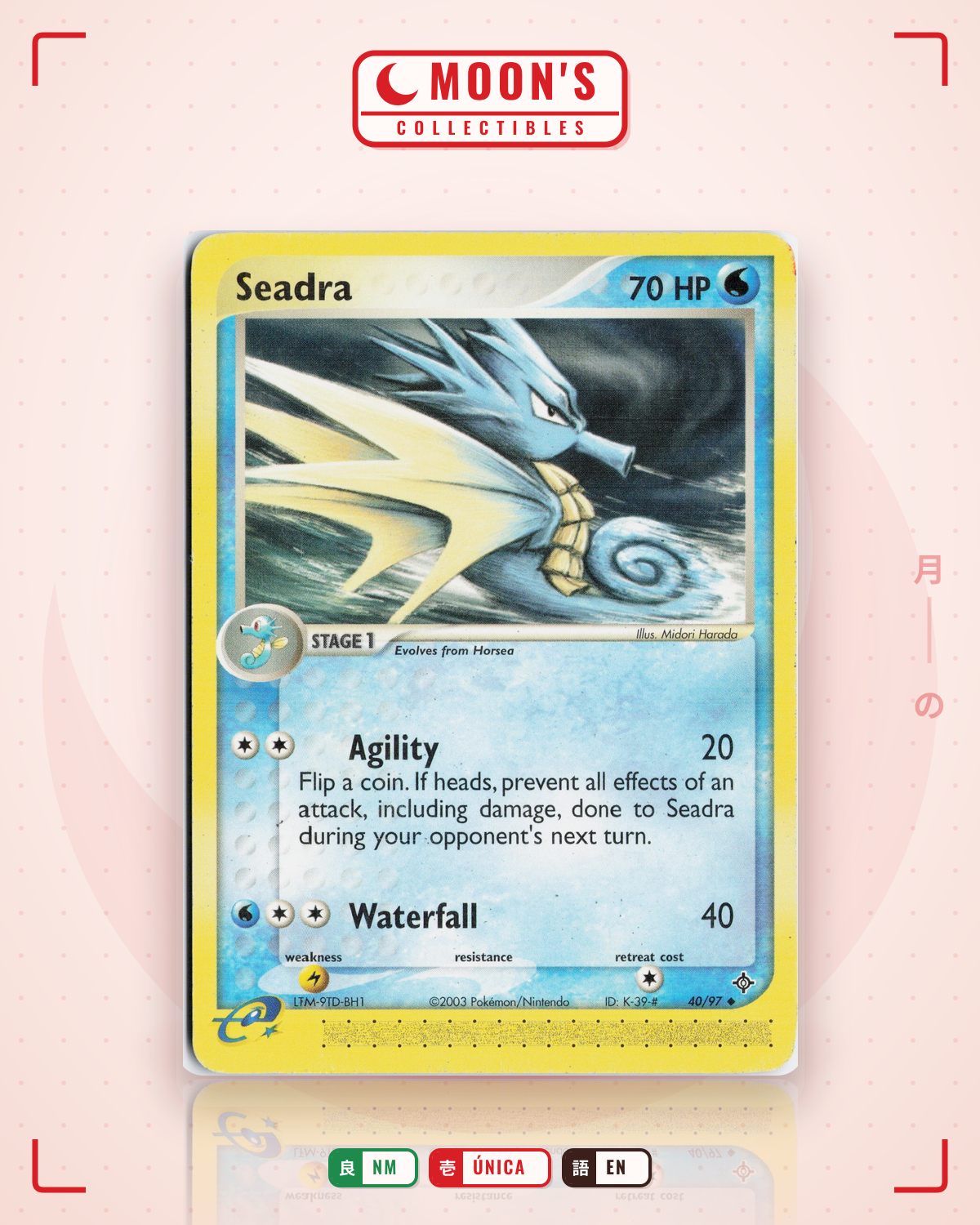 Carta Pokémon Seadra · Dragon #40/97 (NM) — pieza única en Moon's Collectibles México