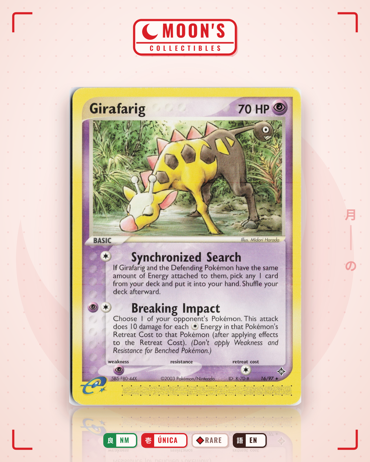 Carta Pokémon Girafarig · Dragon #16/97 (NM) — pieza única en Moon's Collectibles México