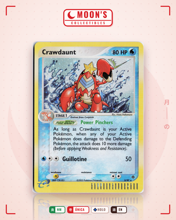 Carta Pokémon Crawdaunt · Dragon #3/97 (NM) — pieza única en Moon's Collectibles México