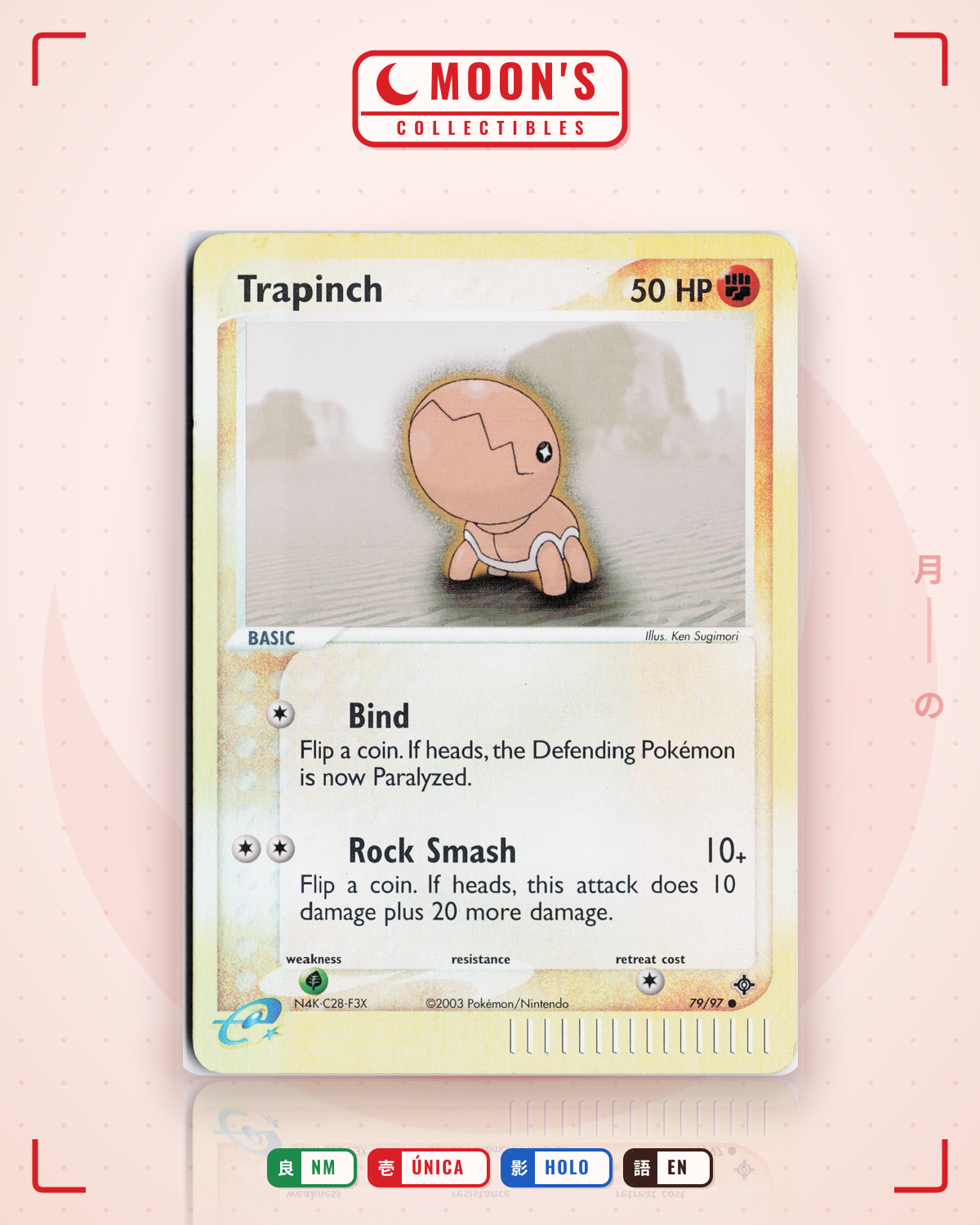 Carta Pokémon Trapinch · Dragon #79/97 (NM) — pieza única en Moon's Collectibles México