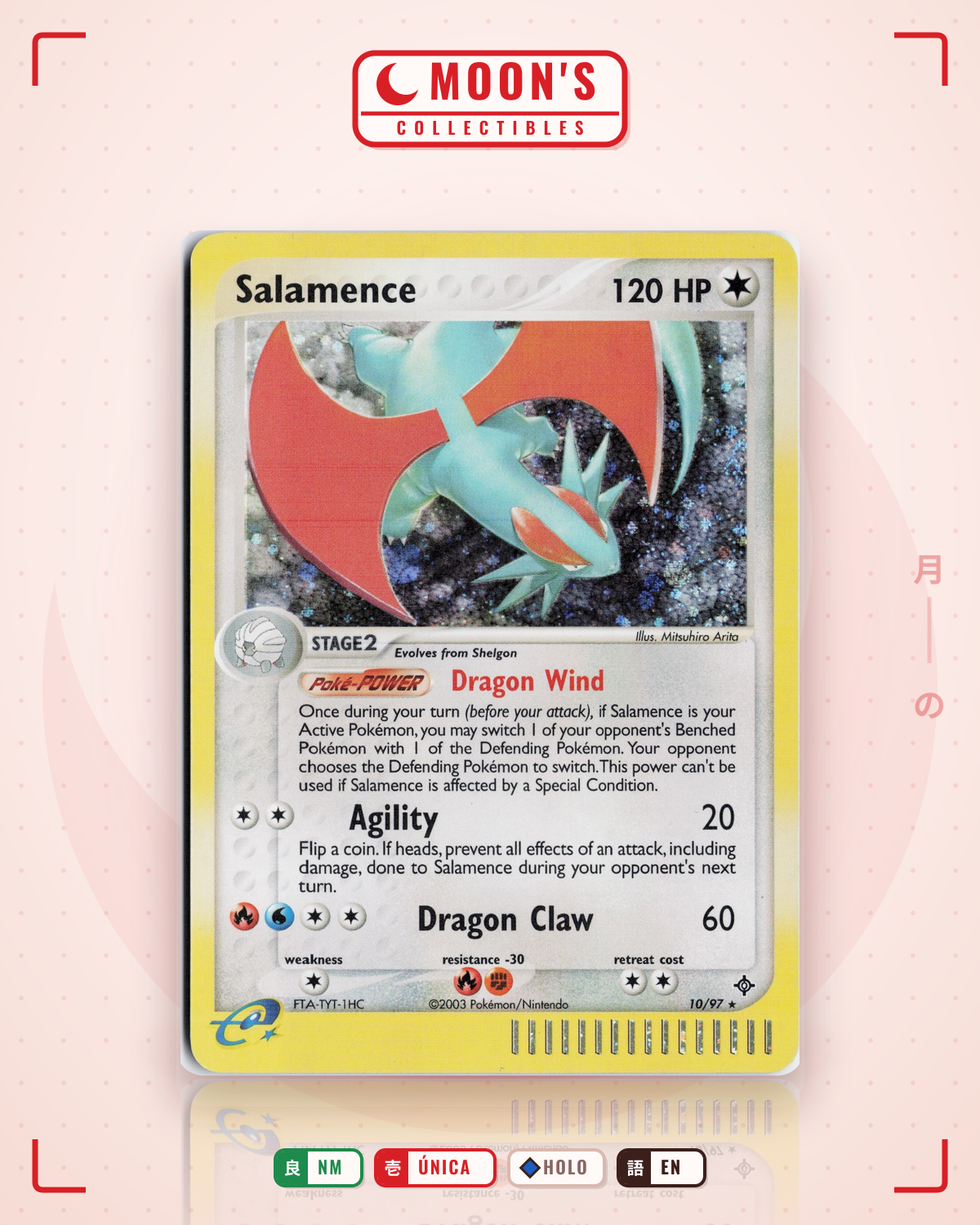 Carta Pokémon Salamence · Dragon #10/97 (NM) — pieza única en Moon's Collectibles México