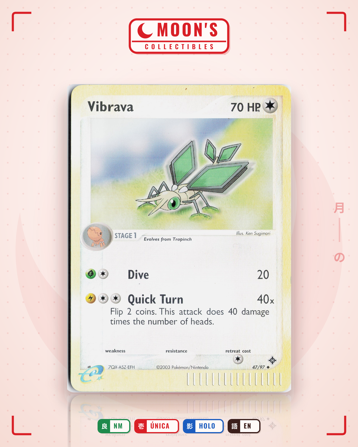Carta Pokémon Vibrava · Dragon #47/97 (NM) — pieza única en Moon's Collectibles México