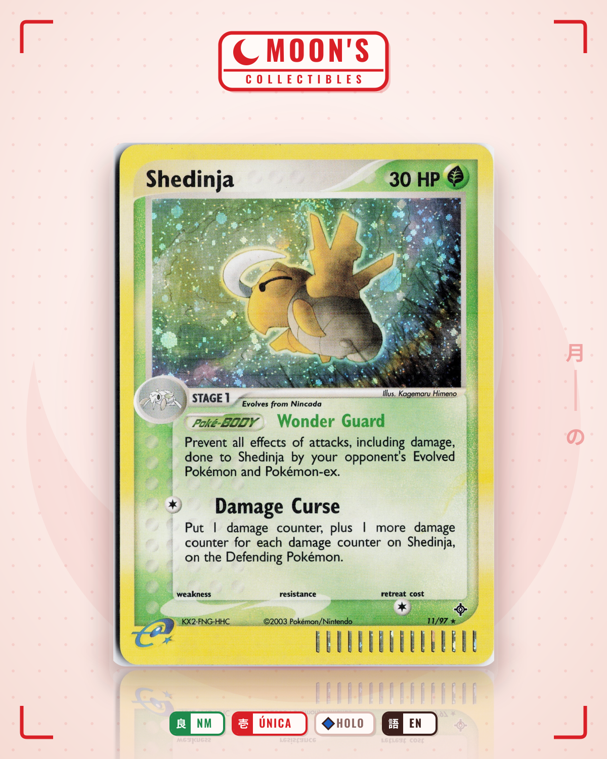 Carta Pokémon Shedinja · Dragon #11/97 (NM) — pieza única en Moon's Collectibles México