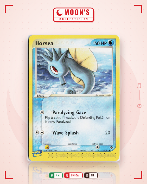Carta Pokémon Horsea · Dragon #58/97 (NM) — pieza única en Moon's Collectibles México