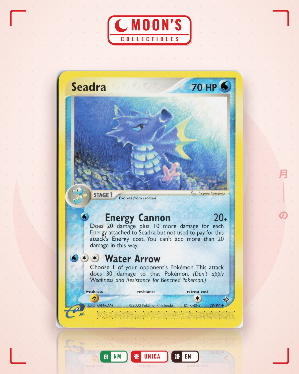 Carta Pokémon Seadra · Dragon #39/97 (NM) — pieza única en Moon's Collectibles México