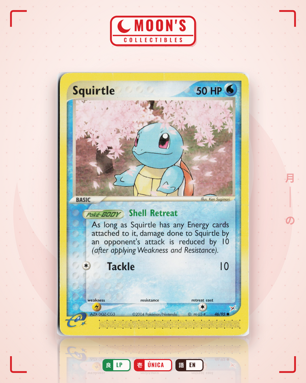 Carta Pokémon Squirtle · Team Magma vs Team Aqua #46/95 (LP) — pieza única en Moon's Collectibles México